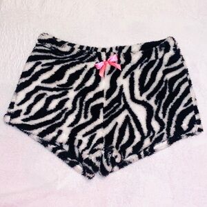 Y2K Fur Zebra Pajama Shorts